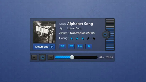 网页播放器界面PSD分层模板