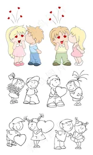 两小无猜的小朋友矢量素材