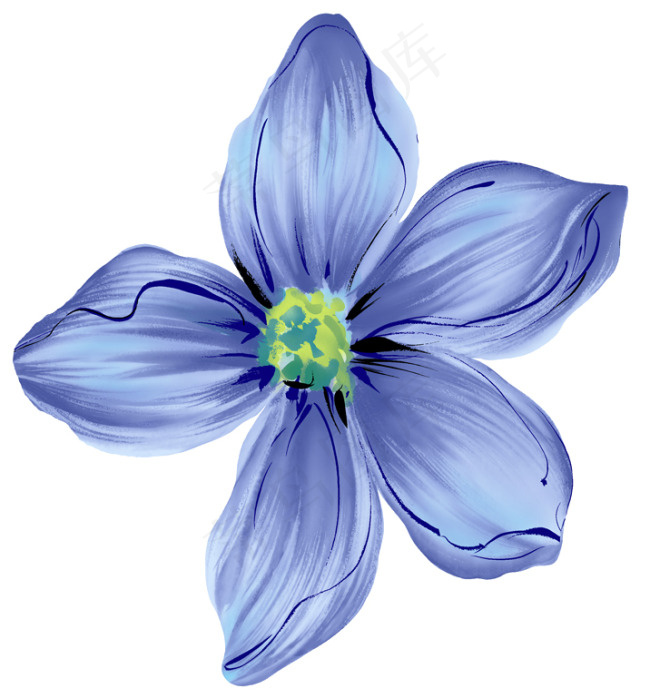 蓝色水墨风花的素材