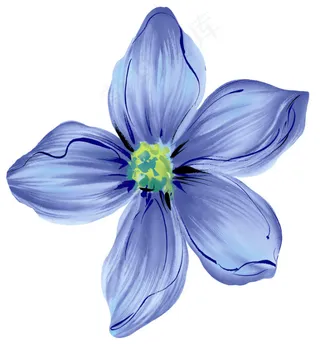 蓝色水墨风花的素材