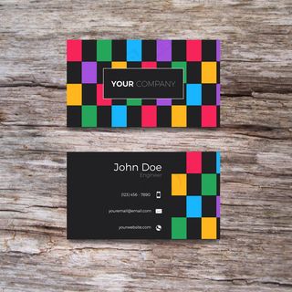彩色格子商务名片矢量素材