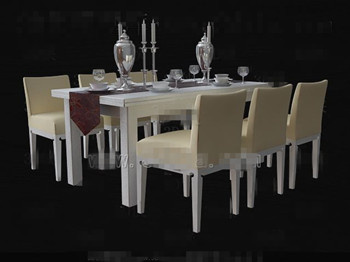 淡黄色的木制桌子和椅子组合