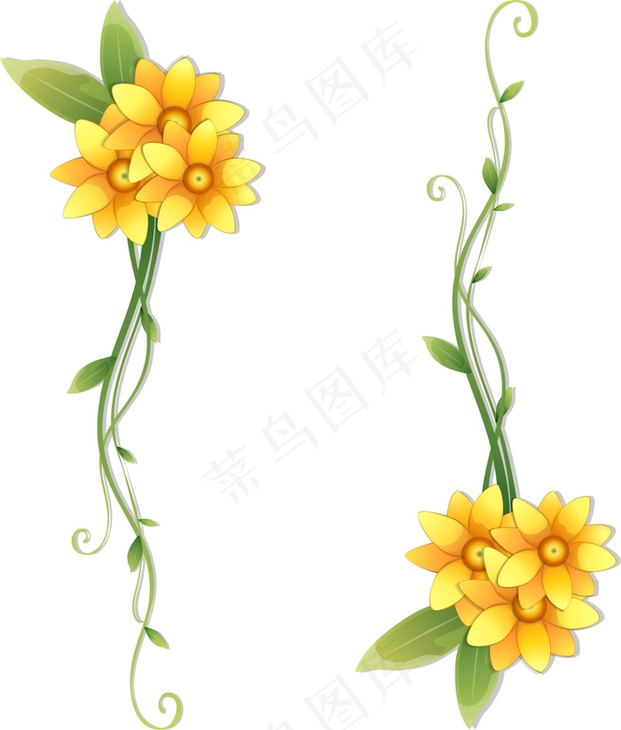 金色花绿叶矢量图