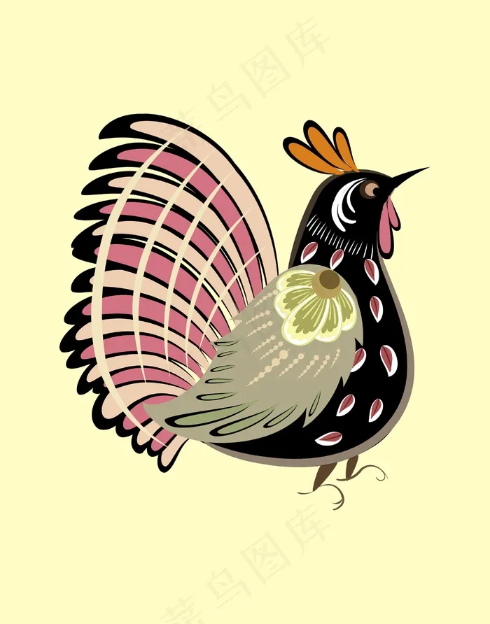 公鸡插画ai矢量模版下载