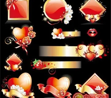 金光闪闪爱情元素矢量素材