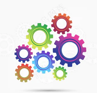 彩色齿轮组设计矢量素材