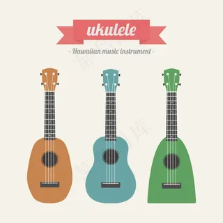 彩色的尤克里里琴收集