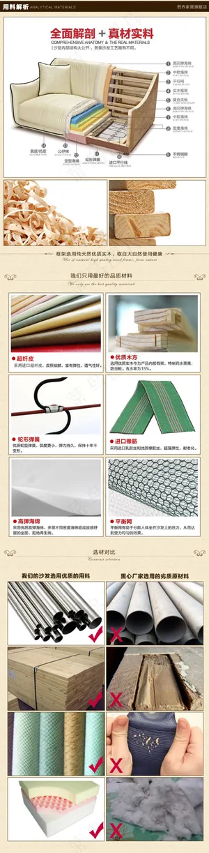 淘宝家具奢华沙发详情细节描述 材料...
