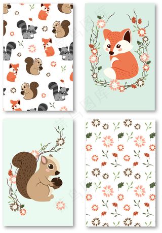 手绘动物插画背景