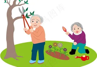 卡通老年人漫画矢量图图片