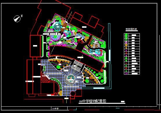 某中学校园景观方案之植物配置图