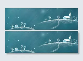 冬天雪景banner创意设计　