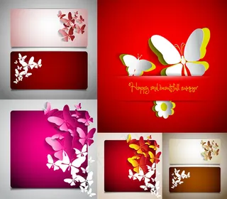 剪纸蝴蝶牌设计矢量素材