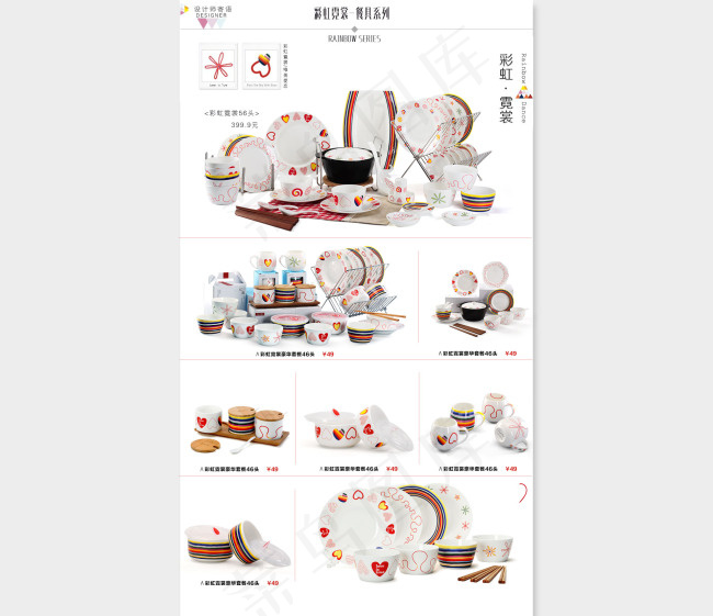 淘宝店铺装修餐具详情设计psd模版下载