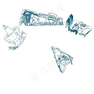 手绘中国名胜景区火锅