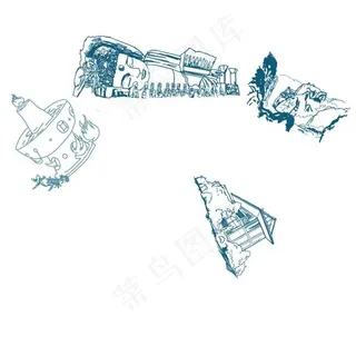 手绘中国名胜景区火锅