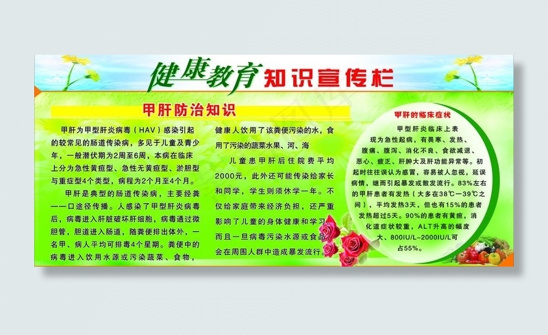 甲肝防治知识宣传栏图片(4803X2402(DPI:50))psd模版下载