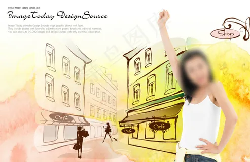 美女卡通背景PSD素材 美女卡通背景PSD素材