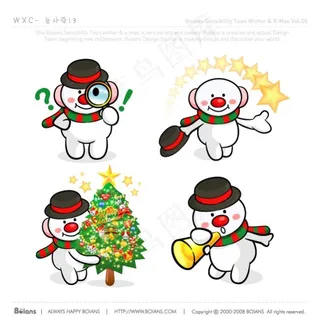 卡通雪人圣诞节矢量素材下载