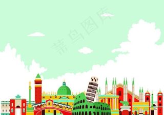 彩色城市建筑设计矢量素材