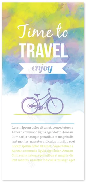 自行车篇水彩绘旅行矢量素材