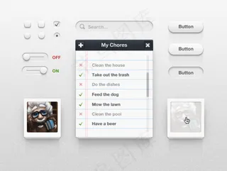 黑白UI界面工具包PSD分层素材
