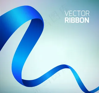 动感蓝色丝带设计矢量素材下载,