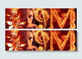 超炫火焰字母横幅设计PSD模