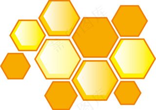 黄色橙色蜂窝边框矢量图