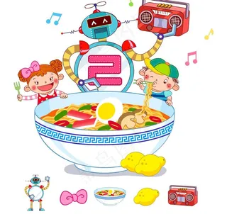 吃面条的孩子们图片