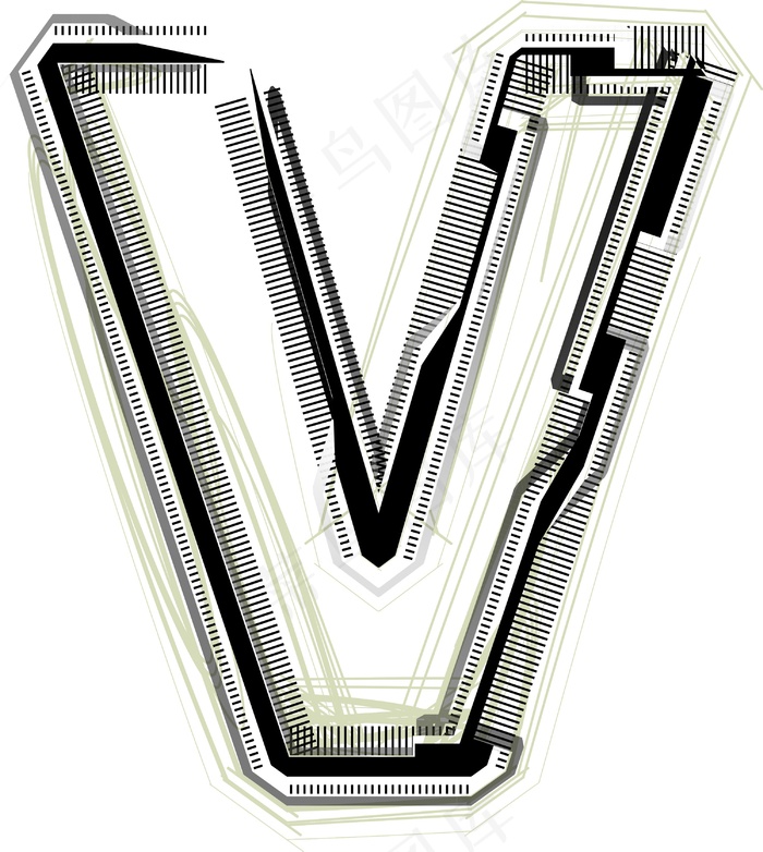 字体的字母V技术eps,ai矢量模版下载