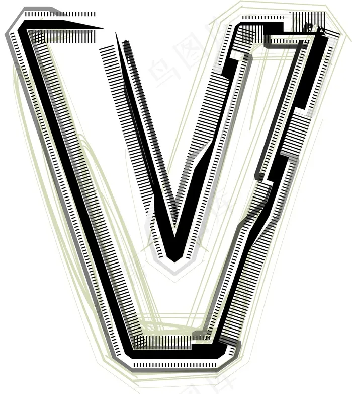 字体的字母V技术eps,ai矢量模版下载