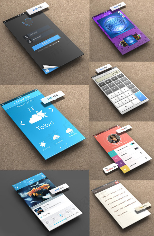 苹果手机UI界面PSD素材psd模版下载