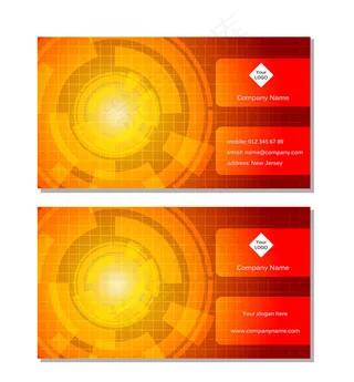 橙色渐变圆形名片模板