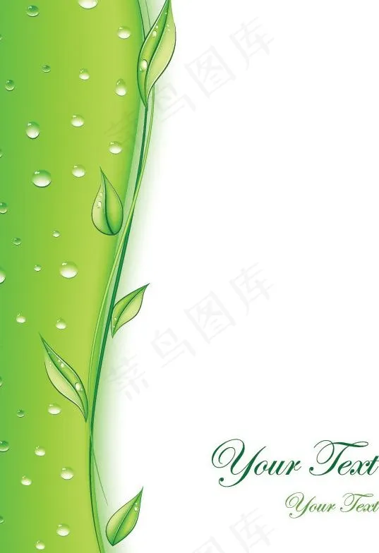 绿色底纹 树叶 水滴图片eps,ai矢量模版下载