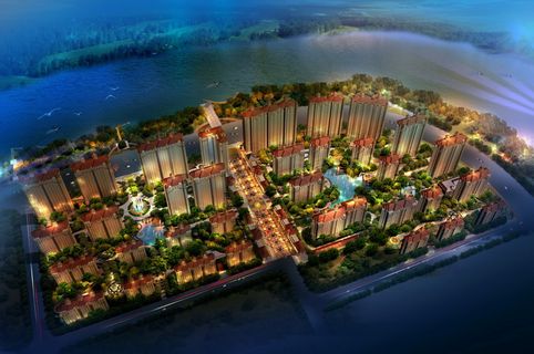 小区夜景鸟瞰图图片