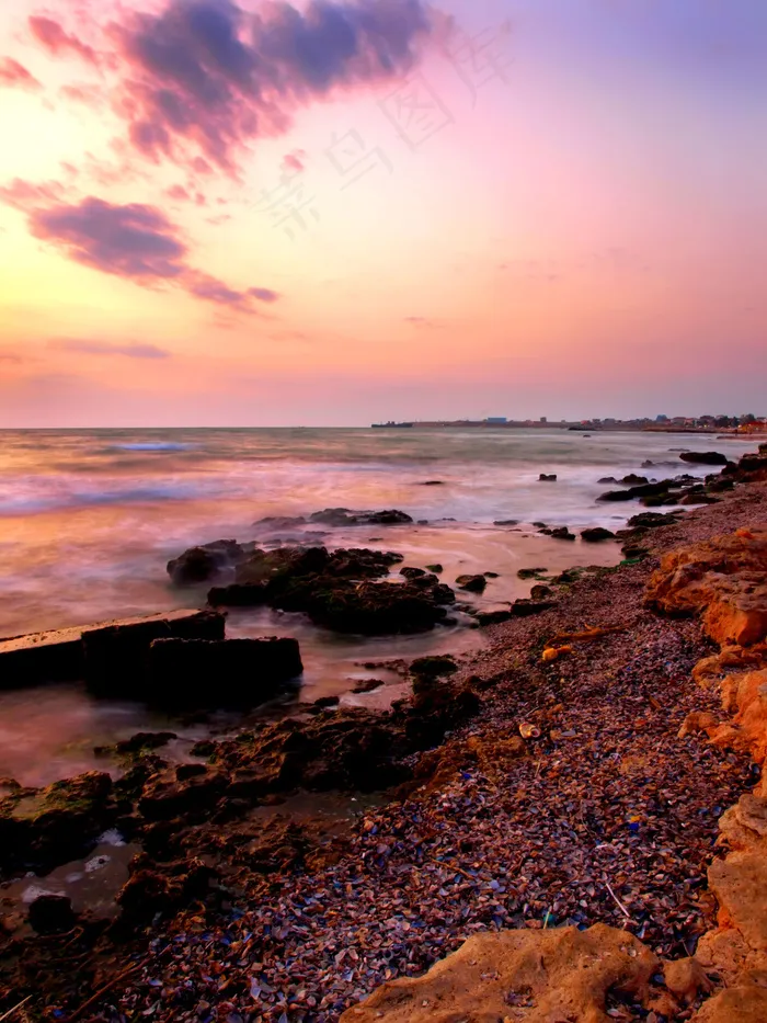 海岸落日美景图片