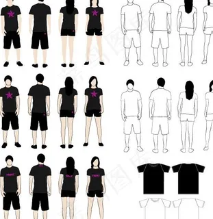 T恤模型矢量素材
