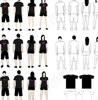 T恤模型矢量素材