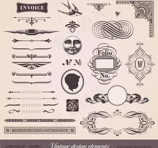 欧式花纹花边框装饰设计矢量图片