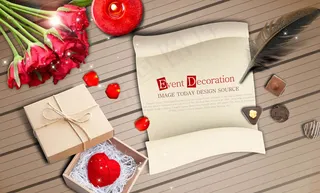 玫瑰花巧克力纸张PSD素材