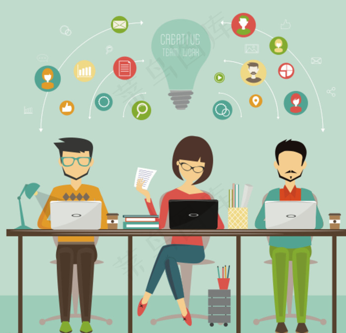 工作中的矢量人物图片