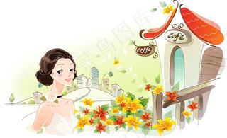 梦幻卡通风景矢量图