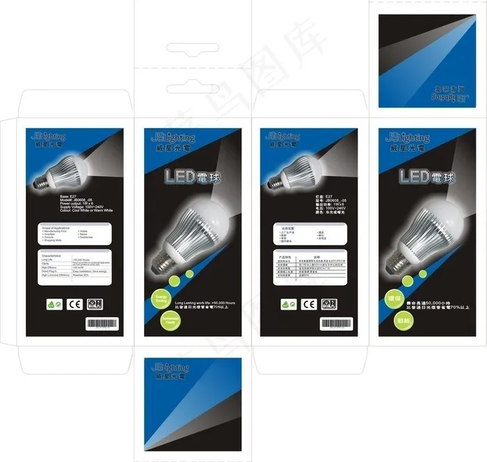 节能灯彩盒图片cdr矢量模版下载