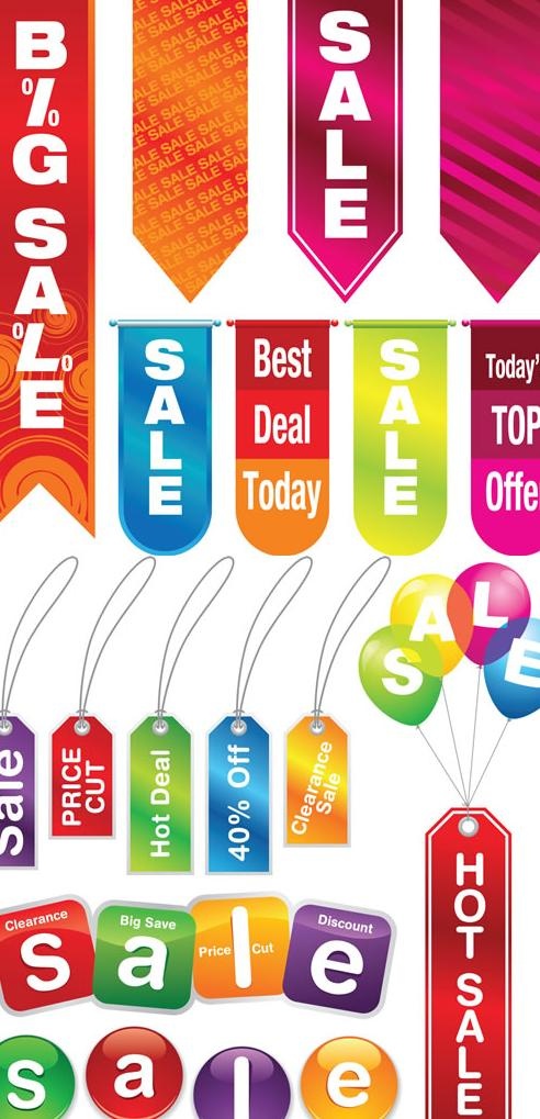 商场促销标签吊旗矢量图