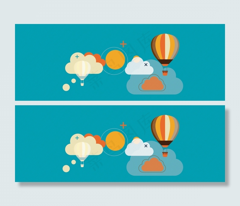 卡通简约热气球背景banner　