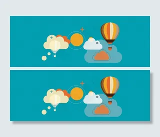 卡通简约热气球背景banner　