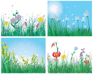 矢量素材春姿绽放春天花草