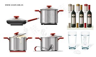 餐具红酒瓶水杯矢量素材