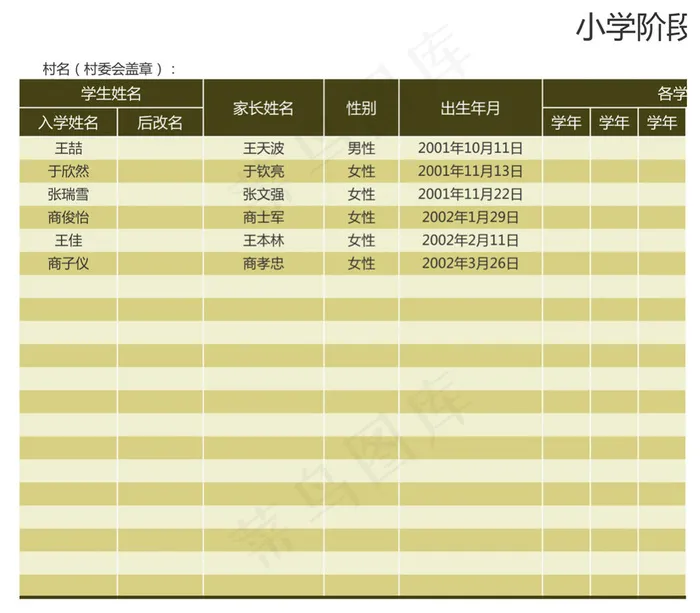 儿童少年小学阶段义务教育档案